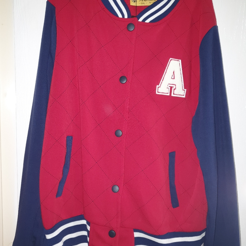 Red & Navy Blue Varsity Jacket